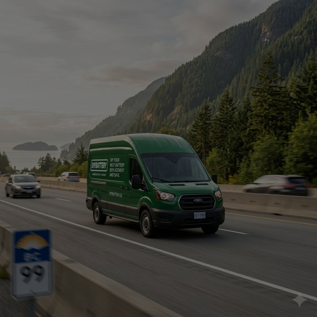 DIYBattery delivery van on a coastal road
